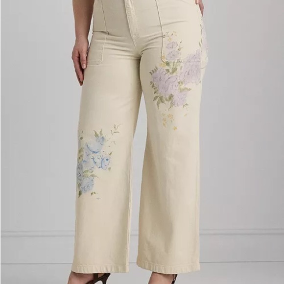 Lauren Ralph Lauren Plus size floral wide leg jeans SIZE 12 NWT - Picture 5 of 5
